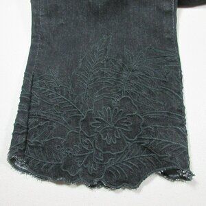 Lauren Ralph Lauren women dark gray stretch embroidered floral capri jeans 4 NWT